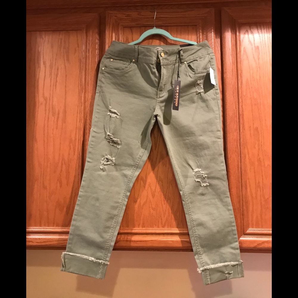 New Ripped Jeans Army Green